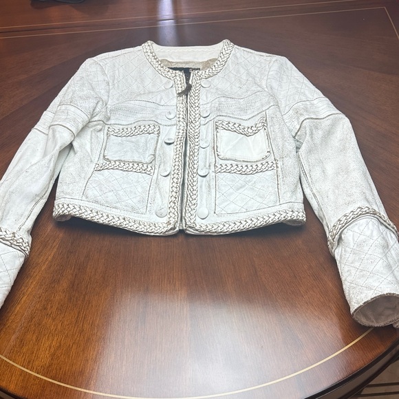 Just Cavalli Genuine Leather Quilted Jacket with Braided Trim – Luxury Designer - Picture 2 of 16